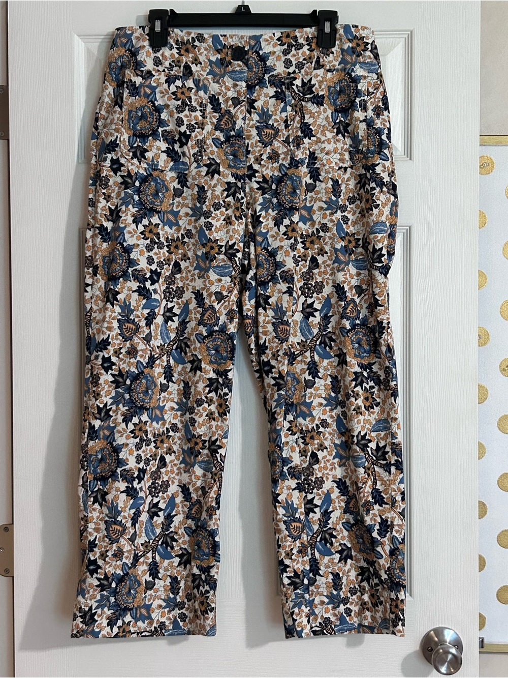 Navy and Orange Floral Pants